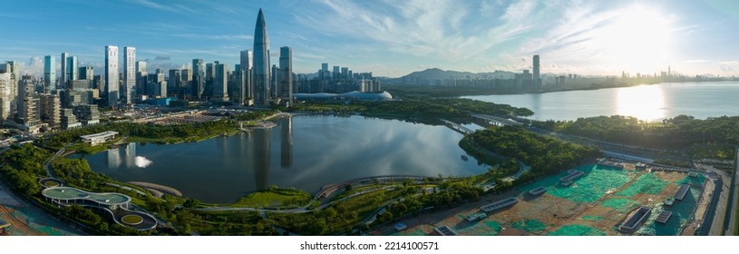 Aerial view of landscape in Shenzhen city,China - Shutterstock ID 2214100571