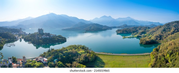 Aerial View Landscape Of Sun Moon Lake In Nantou, Taiwan