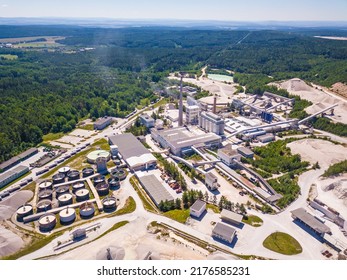 Aerial View Of Large Factory Plant Producing Ceramic Tiles. Kaznejov, Czech Republic, European Union.