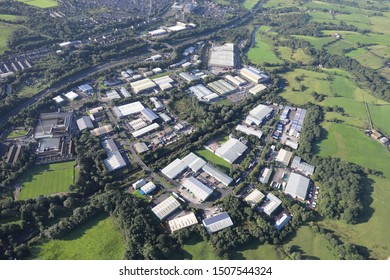 Aerial View Of A Large Industrial Estate In Lancashire, UK