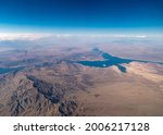 Aerial View of Large Lake outside of Las Vegas From airplane