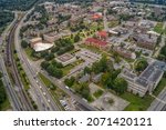 Aerial View of a large public State University in Orangeburg, South Carolina