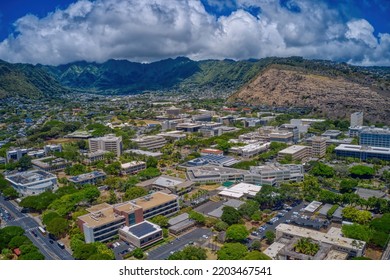 Aerial View Of A Large Public University In Honolulu, Hawaii