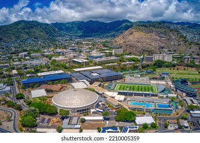 Aerial View Of A Large Public University In Honolulu, Hawaii