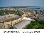 Aerial View of a large University in Madison, Wisconsin