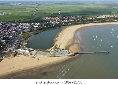 Aerial view of  La-Tranche-sur-Mer , Vendee department, Pays-de-la-Loire region, France, Europe