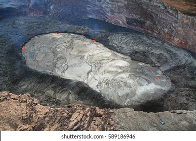 Aerial View Of Lava Lake Of Puu Oo Crater Of Kilauea Volcano In Big Island, Hawaii