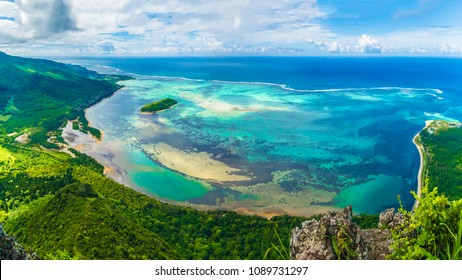 Aerial view of  Le Morne Brabant mountain, Mauritius island, Africa - Powered by Shutterstock