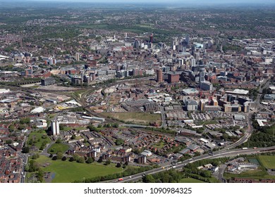 aerial view of the Leeds city skyline