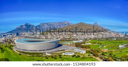 An aerial view of the legislative capital of South Africa, the scenic Cape Town