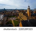 Aerial view of Leicester Town hall in Leicester, a city in England’s East Midlands region, UK