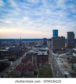 Aerial View Of Lexington, Kentucky Skyline During Sunrise