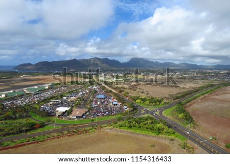 Aerial view of Lihue, Kauai, Hawaii