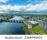 Aerial view of Limerick city and King John