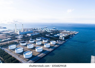 Aerial view of liquefied natural gas facilities.