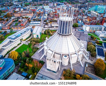 Aerial view of Liverpool Metropolitan Cathedral, England - Powered by Shutterstock