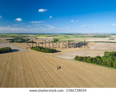 Image, Stock Photo Summer nature landscape aerial panorama. Foggy morning