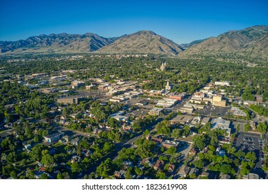 Aerial View of Logan, Utah in Summer