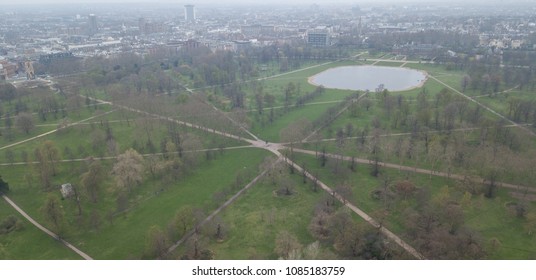 Aerial View Of London Hyde Park UK United Kingdom Drone Top View