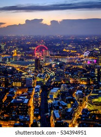 Aerial View Of London At Night With City Lights