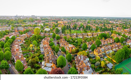 Aerial View Of London Suburb In The Morning, UK