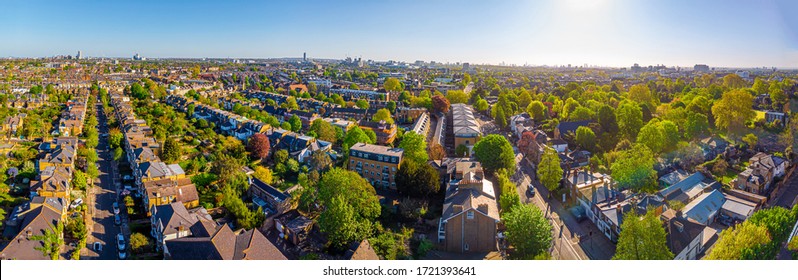 Aerial View Of London Suburb In The Morning, UK