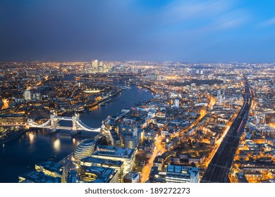 Aerial View Of London Towards Tower Bridge