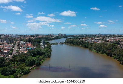 Aerial View Of Londrina City And Igapó Lake. Paraná, Brazil