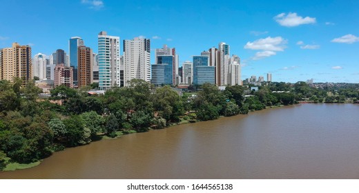 Aerial View Of Londrina City Skyline And Igapó Lake. Paraná, Brazil