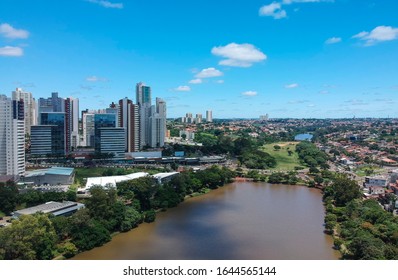 Aerial View Of Londrina City Skyline And Igapó Lake. Paraná, Brazil