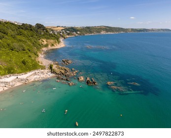 An aerial view of Looe in Cornwall from drone