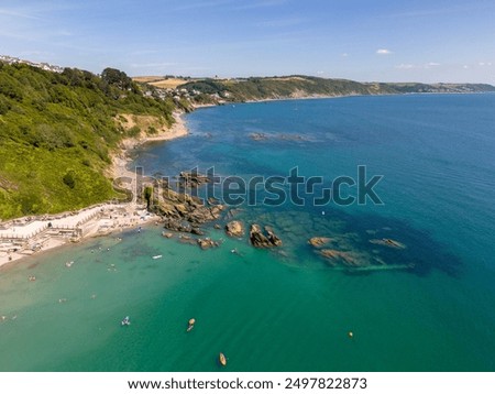 An aerial view of Looe in Cornwall from drone