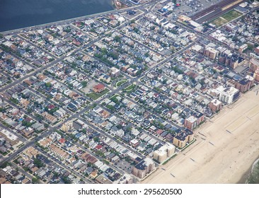 Aerial view looking down on Long Island, New York