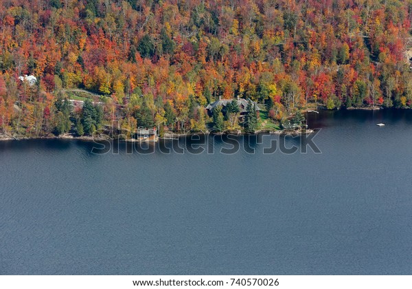 Aerial View Looking Lake Front Cottages Stock Photo Edit Now