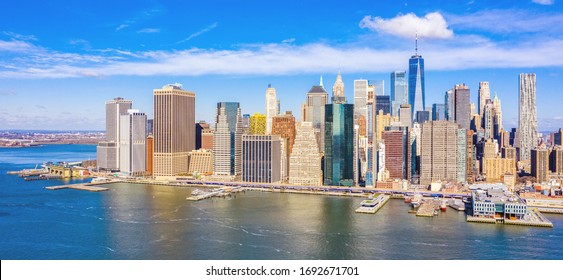 Aerial view of the Lower Manhattan skyline