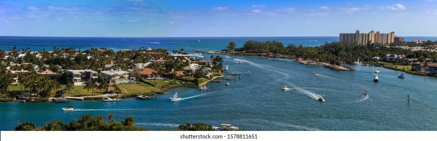 Aerial view of Loxahatchee River from the Jupiter Inlet Lighthouse in Jupiter, Florida.