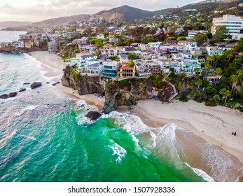 Aerial view of luxury buildings at the coast of Laguna Beach, California, USA