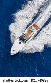 Aerial View Luxury Motor Boat