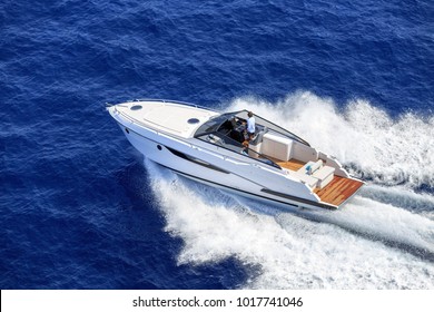 Aerial View Luxury Motor Boat