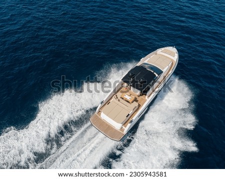 Aerial view of a luxury yacht in the mediterranean sea. napoli coast