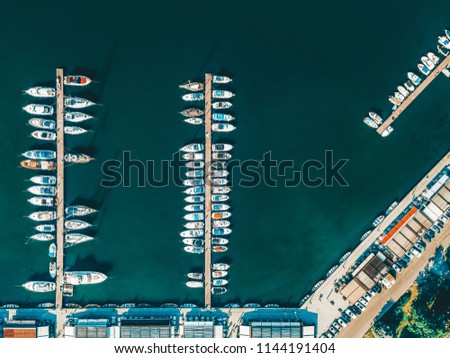 Similar – Foto Bild Luftaufnahme von Luxusyachten und -booten im Hafen am Schwarzen Meer