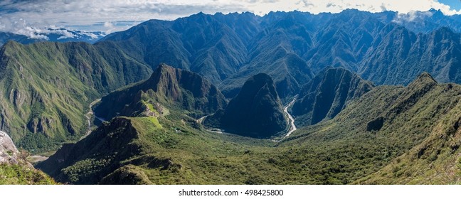 Aerial view of Machu Picchu ruins and Urubamba valley from Machu Picchu mountain, Peru - Powered by Shutterstock