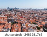 Aerial view of Madrid with at the horizon, the district of Chamartin