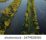 An aerial view of the Main River in Bavaria, Germany