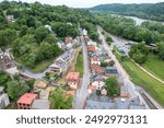 Aerial View of the Main Street With Shops in Harpers Ferry West Virginia