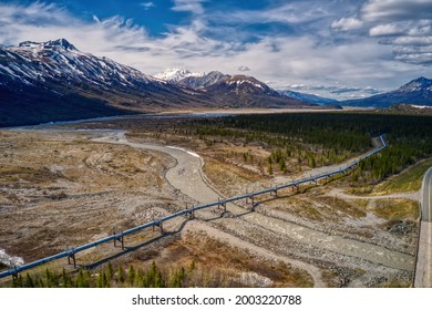 Aerial View Of The Major Pipeline In Alaska