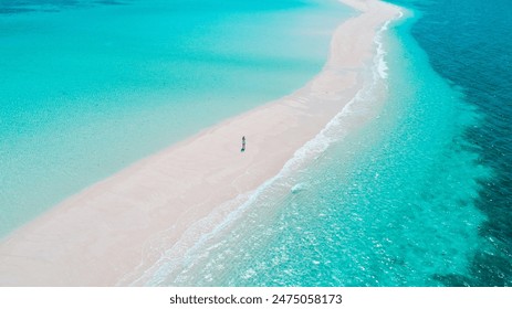 Aerial view of Maldivian sandbank in turquoise water. summer background and summer holiday concept. - Powered by Shutterstock