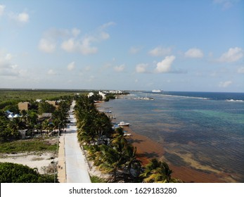 Aerial View Malecon De Mahahual Costa Maya