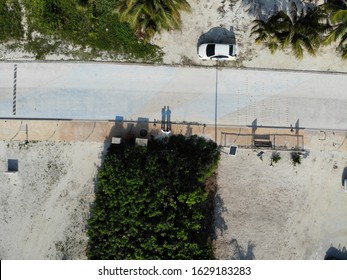 Aerial View Malecon De Mahahual Costa Maya