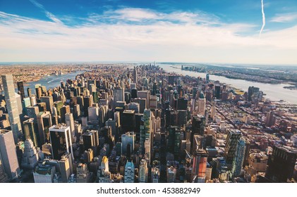 Aerial View Of Manhattan New York Looking South From Midtown